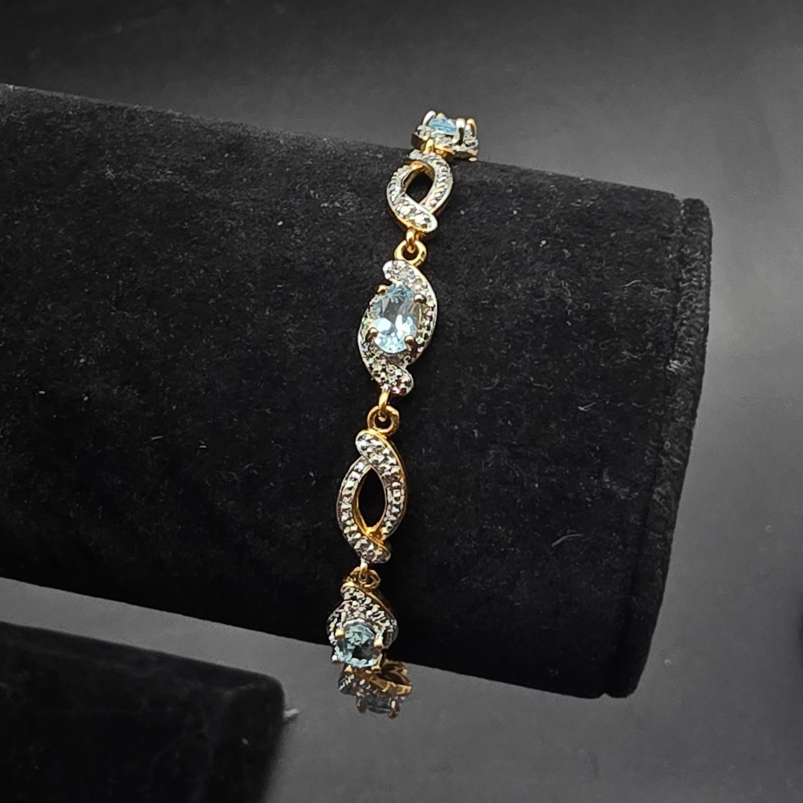 Paj Bb Blue Topaz Tennis Bracelet Lab Created Vintage Costume Jewelry